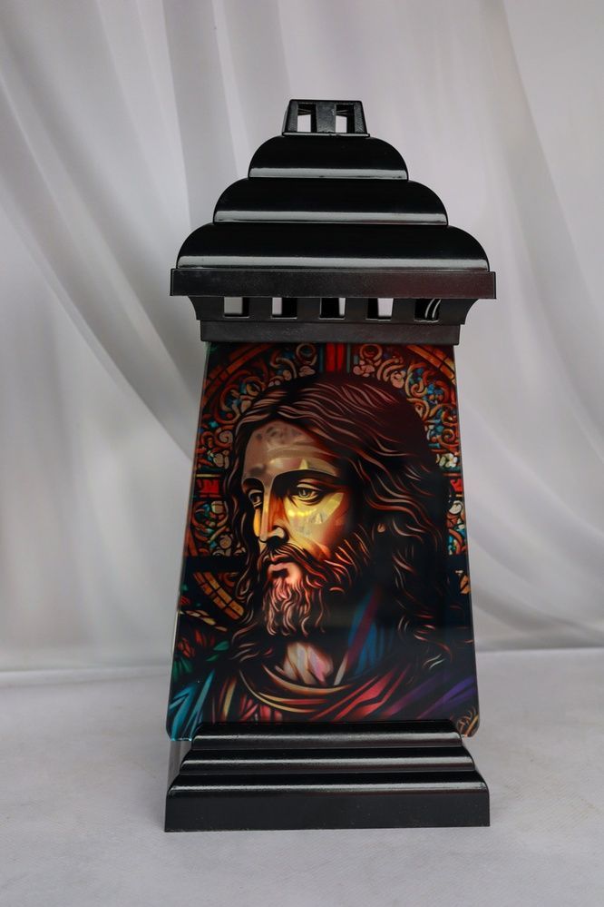 Лампадка вітражна "Ісус Trapez" з led-свічкою 75121 фото
